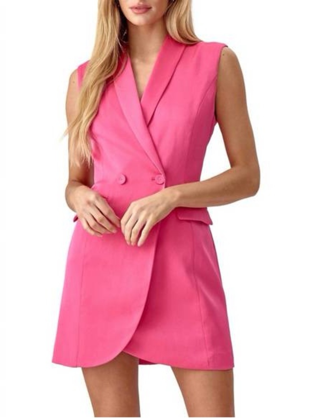 Adelyn Rae Hot Pink Sleeveless Blazer Mini Dress